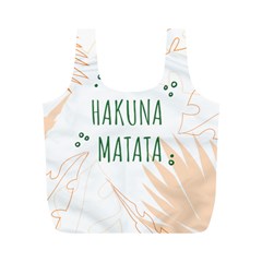 Hakuna Matata Tropical Leaves With Inspirational Quote Full Print Recycle Bag (m) by Jancukart