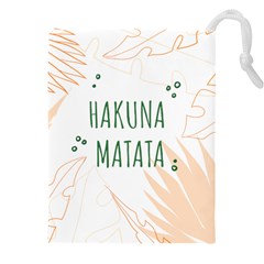 Hakuna Matata Tropical Leaves With Inspirational Quote Drawstring Pouch (5xl) by Jancukart