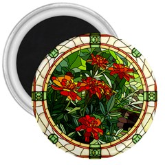 Flower Stained Glass Window 3  Magnets by Jancukart