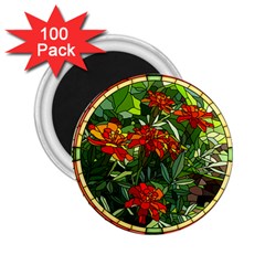 Flower Stained Glass Window 2 25  Magnets (100 Pack) 