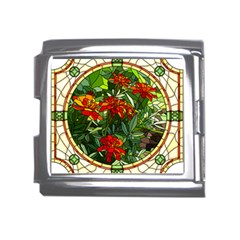 Flower Stained Glass Window Mega Link Italian Charm (18mm)