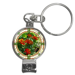 Flower Stained Glass Window Nail Clippers Key Chain