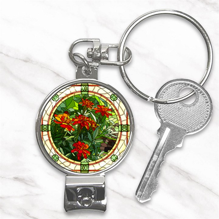 Flower Stained Glass Window Nail Clippers Key Chain