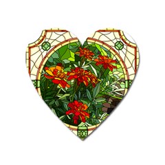 Flower Stained Glass Window Heart Magnet by Jancukart