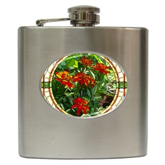 Flower Stained Glass Window Hip Flask (6 Oz)