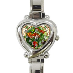 Flower Stained Glass Window Heart Italian Charm Watch