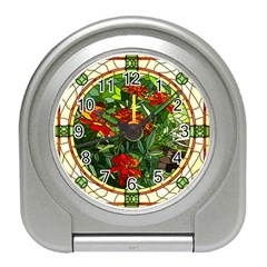 Flower Stained Glass Window Travel Alarm Clock