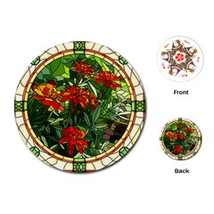 Flower Stained Glass Window Playing Cards Single Design (round)