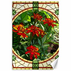 Flower Stained Glass Window Canvas 12  X 18 