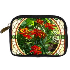 Flower Stained Glass Window Digital Camera Leather Case