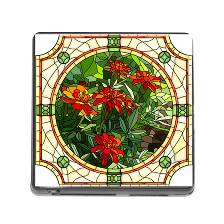 Flower Stained Glass Window Memory Card Reader (Square 5 Slot)