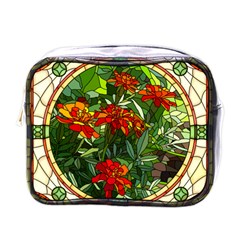 Flower Stained Glass Window Mini Toiletries Bag (one Side) by Jancukart