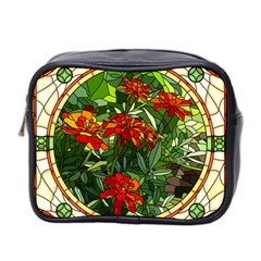 Flower Stained Glass Window Mini Toiletries Bag (two Sides)