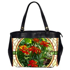 Flower Stained Glass Window Oversize Office Handbag (2 Sides)