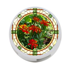 Flower Stained Glass Window 4-port Usb Hub (two Sides)