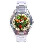 Flower Stained Glass Window Stainless Steel Analogue Watch Front