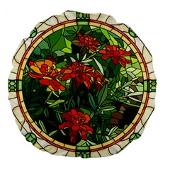 Flower Stained Glass Window Large 18  Premium Round Cushions