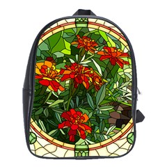 Flower Stained Glass Window School Bag (xl) by Jancukart