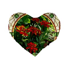 Flower Stained Glass Window Standard 16  Premium Heart Shape Cushions