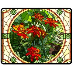 Flower Stained Glass Window Double Sided Fleece Blanket (medium) 