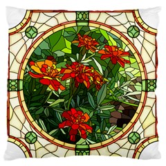 Flower Stained Glass Window Large Flano Cushion Case (two Sides) by Jancukart