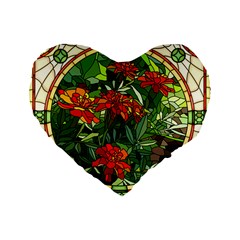 Flower Stained Glass Window Standard 16  Premium Flano Heart Shape Cushions