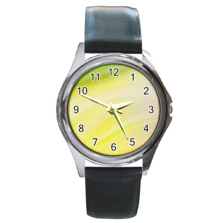 Gradient green yellow Round Metal Watch