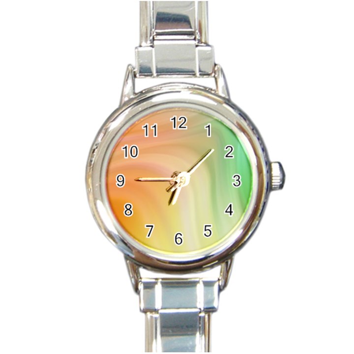 Gradient orange, green - Colors fest Round Italian Charm Watch