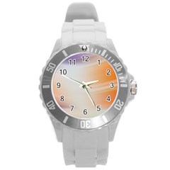 Gradient Purple, Orange, Blue Round Plastic Sport Watch (l) by ConteMonfrey