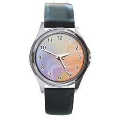 Gradient Purple, Orange Round Metal Watch by ConteMonfrey