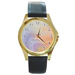 Gradient purple, orange Round Gold Metal Watch Front