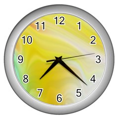 Gradient Green Yellow Wall Clock (silver) by ConteMonfrey