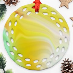 Gradient Green Yellow Ornament (round Filigree) by ConteMonfrey