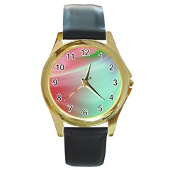 Gradient Pink, Blue, Red Round Gold Metal Watch by ConteMonfrey