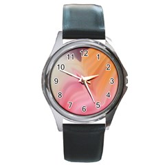 Gradient Orange, Purple, Pink Round Metal Watch by ConteMonfrey