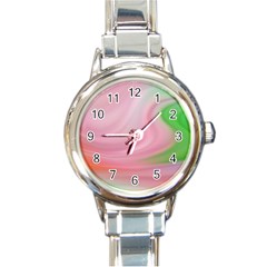 Gradient Pink Green Orange Round Italian Charm Watch by ConteMonfrey