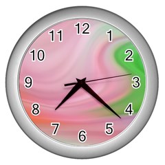 Gradient Pink Green Orange Wall Clock (silver) by ConteMonfrey