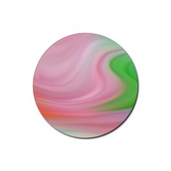 Gradient Pink Green Orange Rubber Coaster (round) by ConteMonfrey