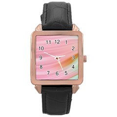 Gradient Ice Cream Pink Green Rose Gold Leather Watch  by ConteMonfrey