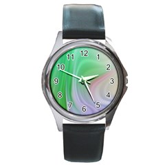 Gradient Green Blue Round Metal Watch by ConteMonfrey