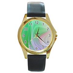 Gradient Green Blue Round Gold Metal Watch by ConteMonfrey