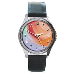 Gradient  Orange Green Red Round Metal Watch by ConteMonfrey