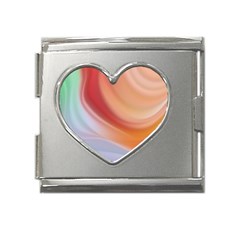 Gradient  Orange Green Red Mega Link Heart Italian Charm (18mm)