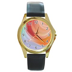 Gradient  Orange Green Red Round Gold Metal Watch by ConteMonfrey