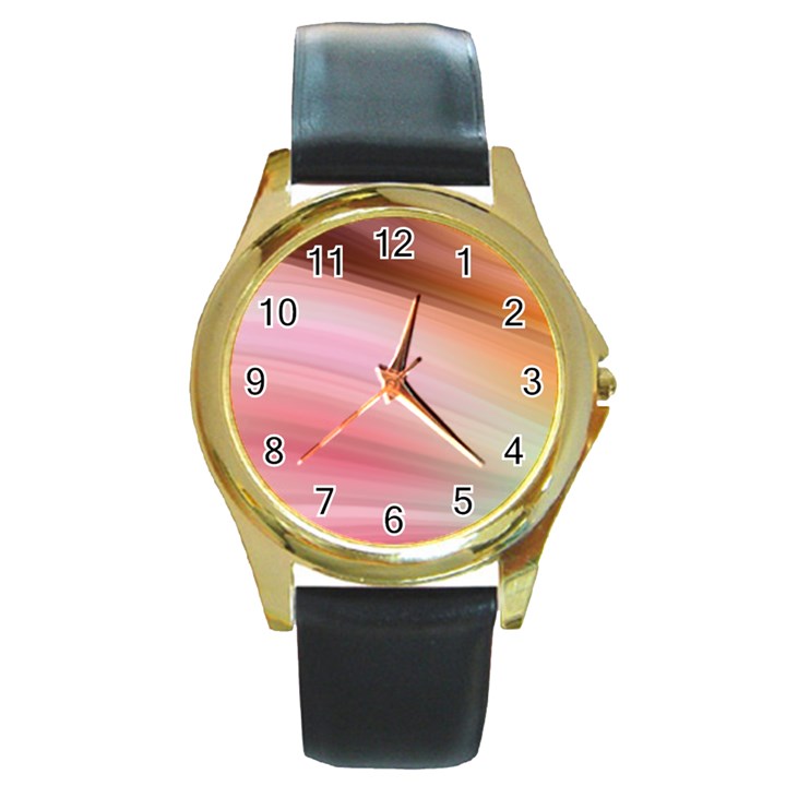 Gradient brown, green, pink, orange Round Gold Metal Watch