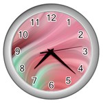 Gradient pink green Wall Clock (Silver) Front