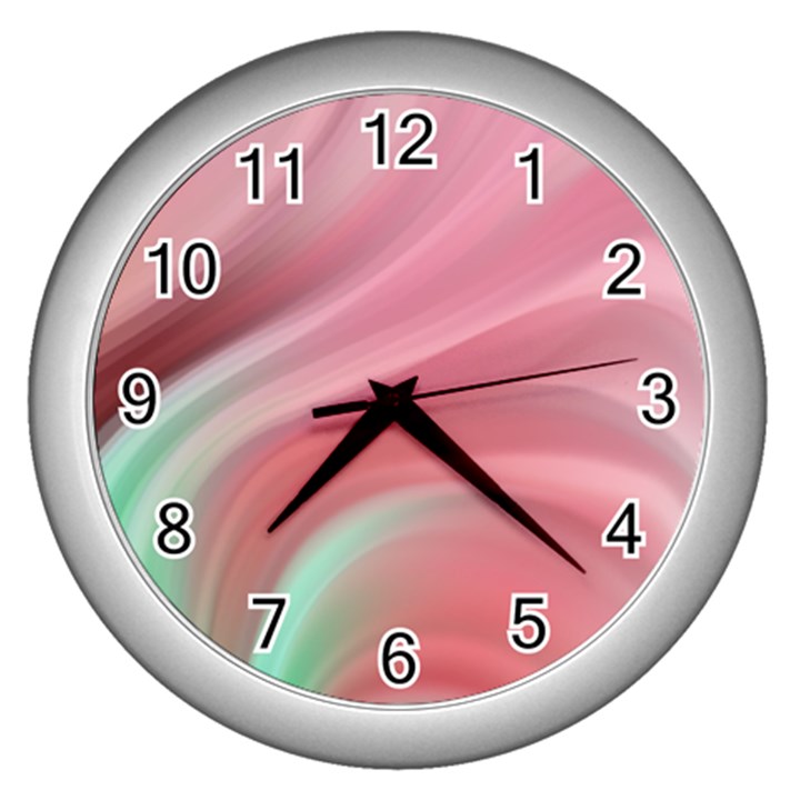 Gradient pink green Wall Clock (Silver)