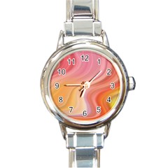 Gradient Pink Yellow Round Italian Charm Watch by ConteMonfrey