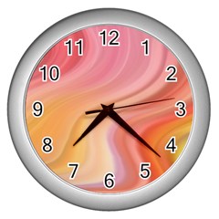 Gradient Pink Yellow Wall Clock (silver) by ConteMonfrey