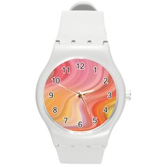 Gradient Pink Yellow Round Plastic Sport Watch (m) by ConteMonfrey